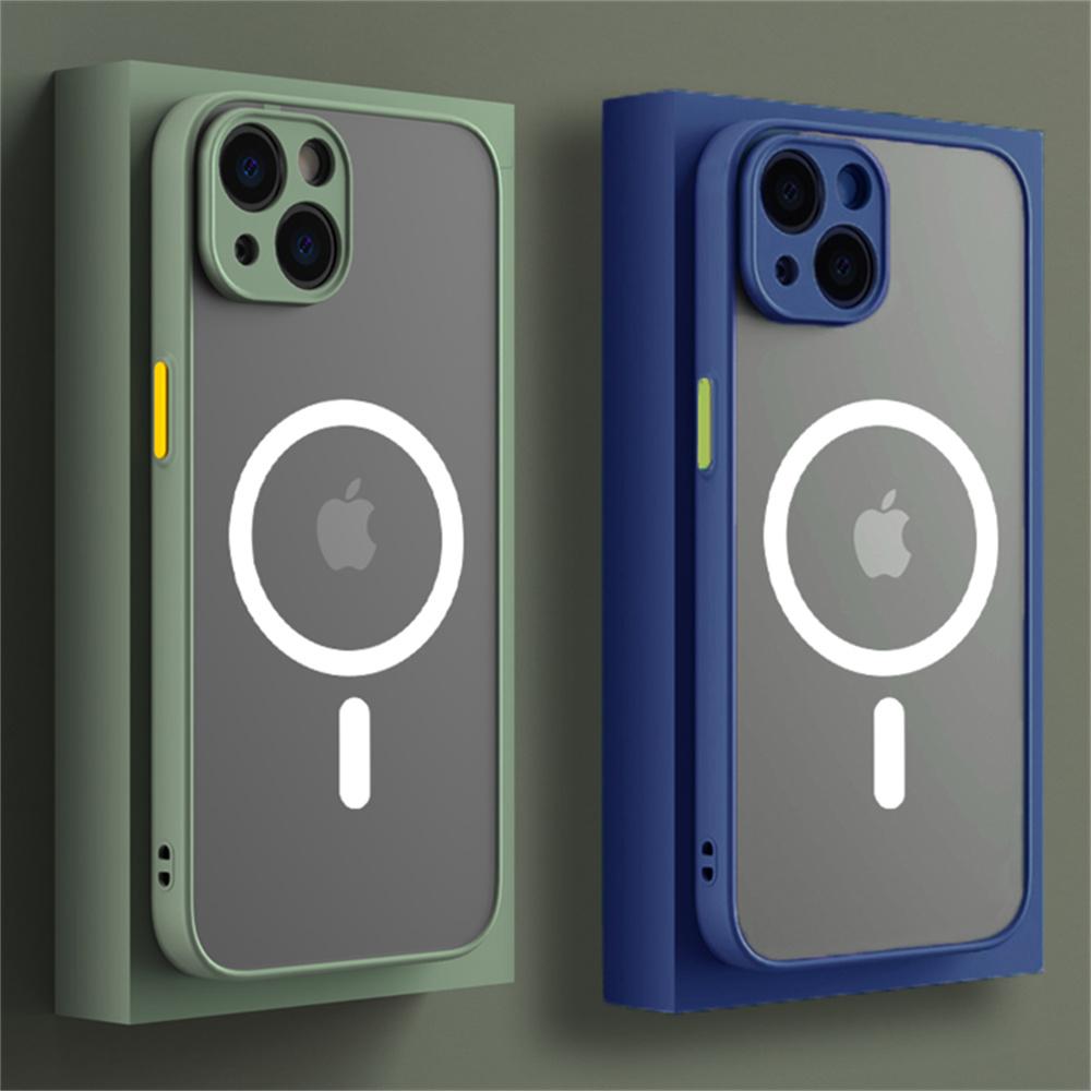 Transparente matte Rüstung für Magsafe magnetische Hülle für iPhone 14 13 12 Pro Plus Max Mini Wireless Charging Hard Pc Defender Funda