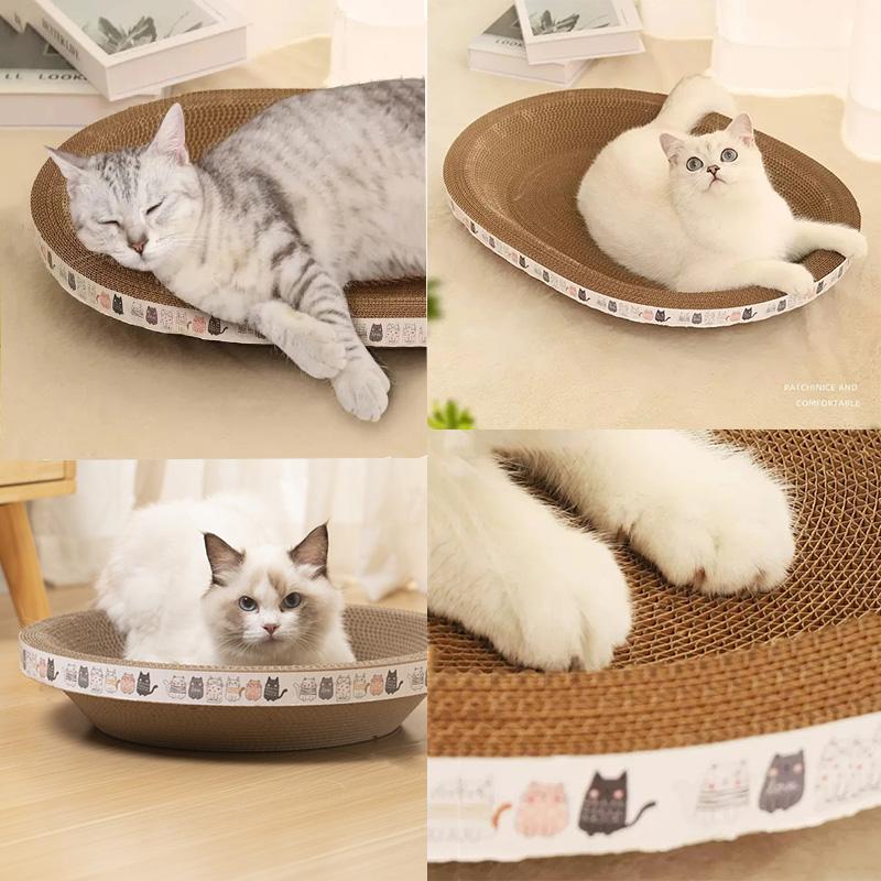 Wellpappe Kratzbaum Kratzmöbel Rund Oval Schleifkrallen Spielzeug für Katzen Verschleißfestes Katzenbett Nest Katzen Zubehör Katzen Baum