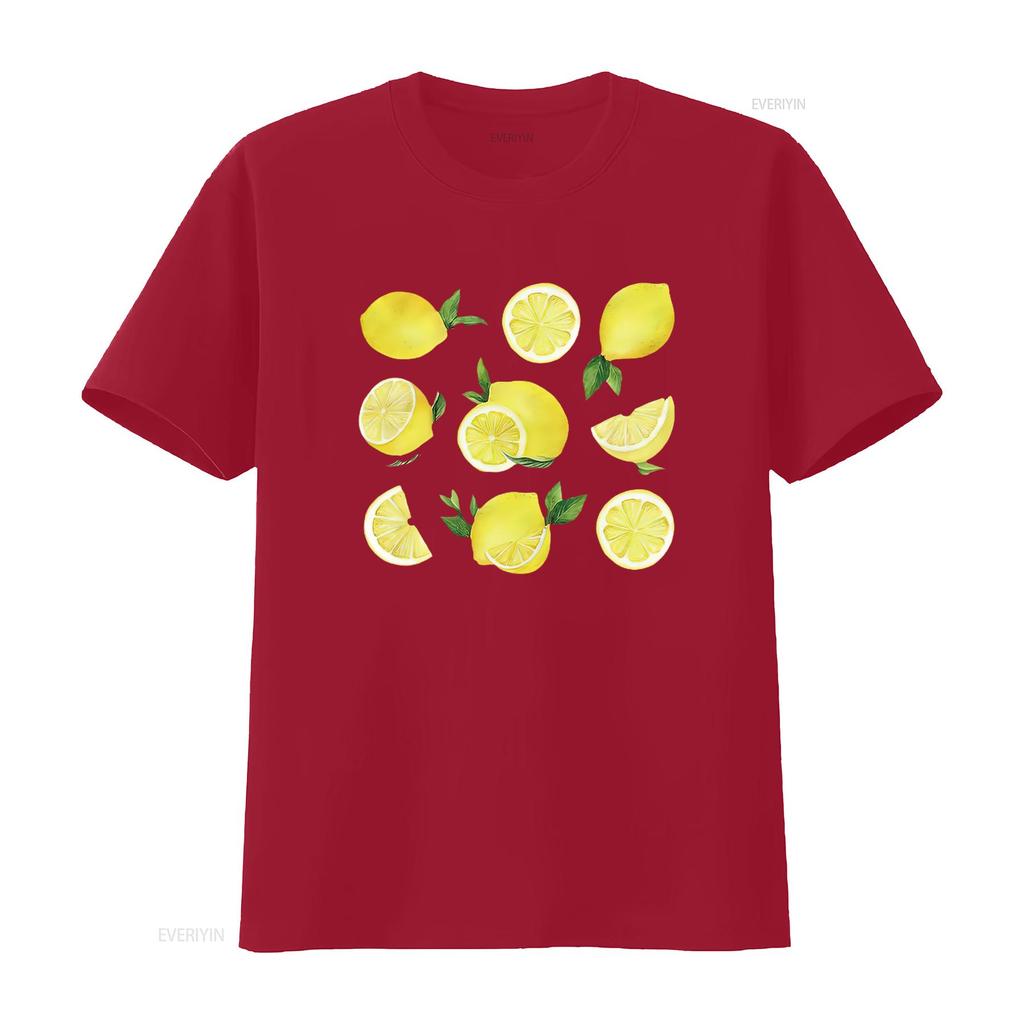 Lemon Print T Shirt Cute Lemons  Casual Adult Women S Sizes Handmade Clothing For Lovers Vintage Washed Versatile
