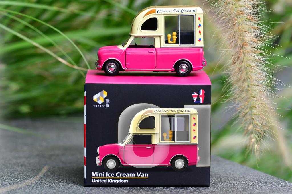 Tiny City Scale Diecast Model Car Morris Mini Ice Cream Van 1/50 (Wine Red)