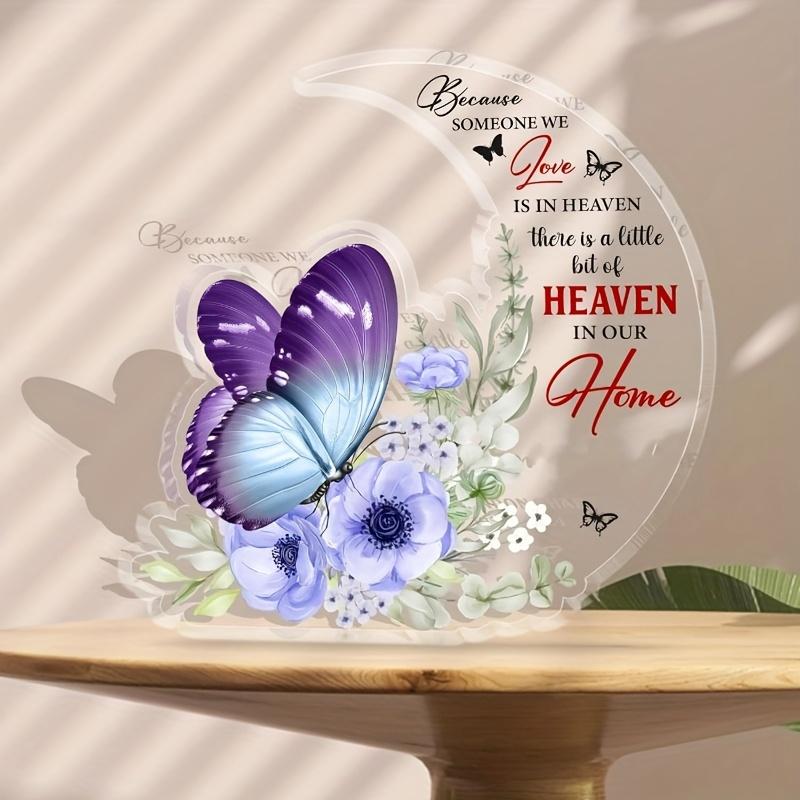 

1pc Memorial Decoration | 3D Butterfly Floral Design, Acrylic Tabletop Art Deco, Ideal for Home and Kitchen, No Electricity Needed 10*10cm