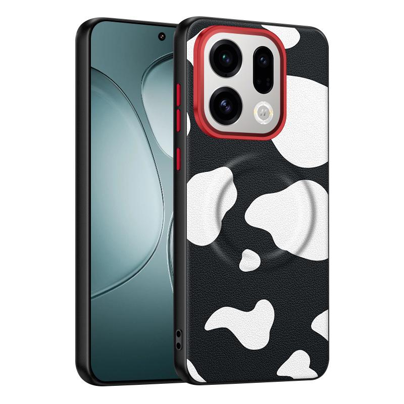 For Oppo Find X9 and Oppo Find X9 Pro Case Dairy Cow Zebra Leather Magnetic Suction Keys Lens Frame Anti-Fingerprint Soft Cover