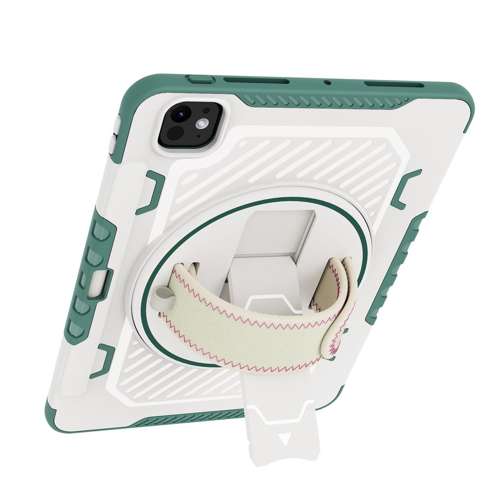 For iPad Pro 11 (2025)/11 (2024) Case Kickstand PC + TPU Shockproof Tablet Cover with Hand Strap/Pen Slot