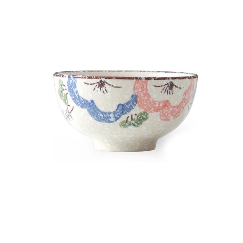 5inch Japanese Style Ceramic Rice Bowl Cereal Soup Dessert Snack Bowl Kitchen Salad Serving Bowl Tableware Microwave Safe 1pcs