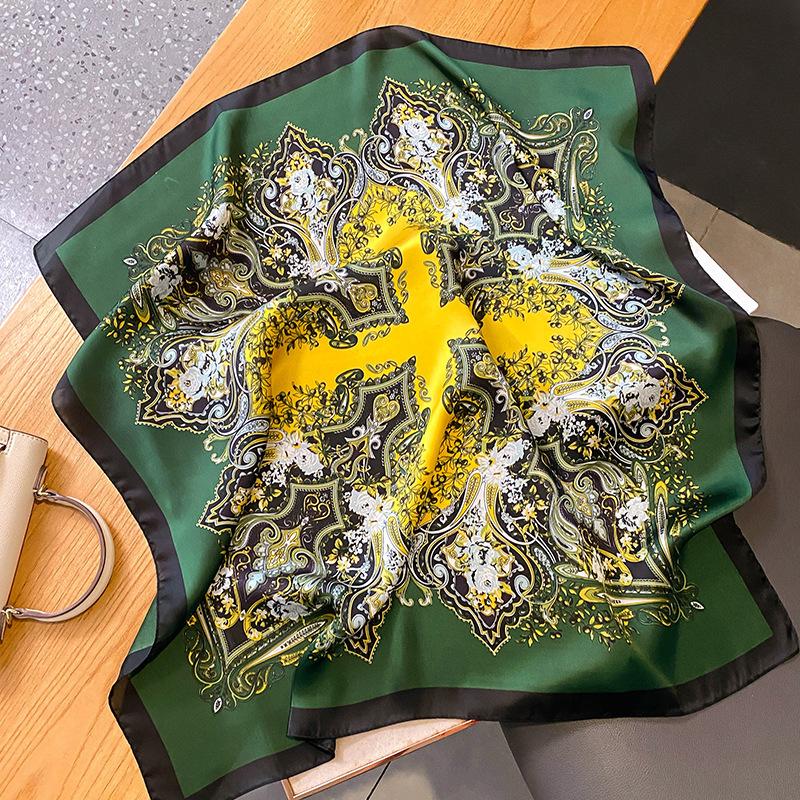 Elegant Floral Scarf for Lady Fashion Square Silk Neck Kerchief Bandana Foulard Soft Hairbands Women  New Bufanda
