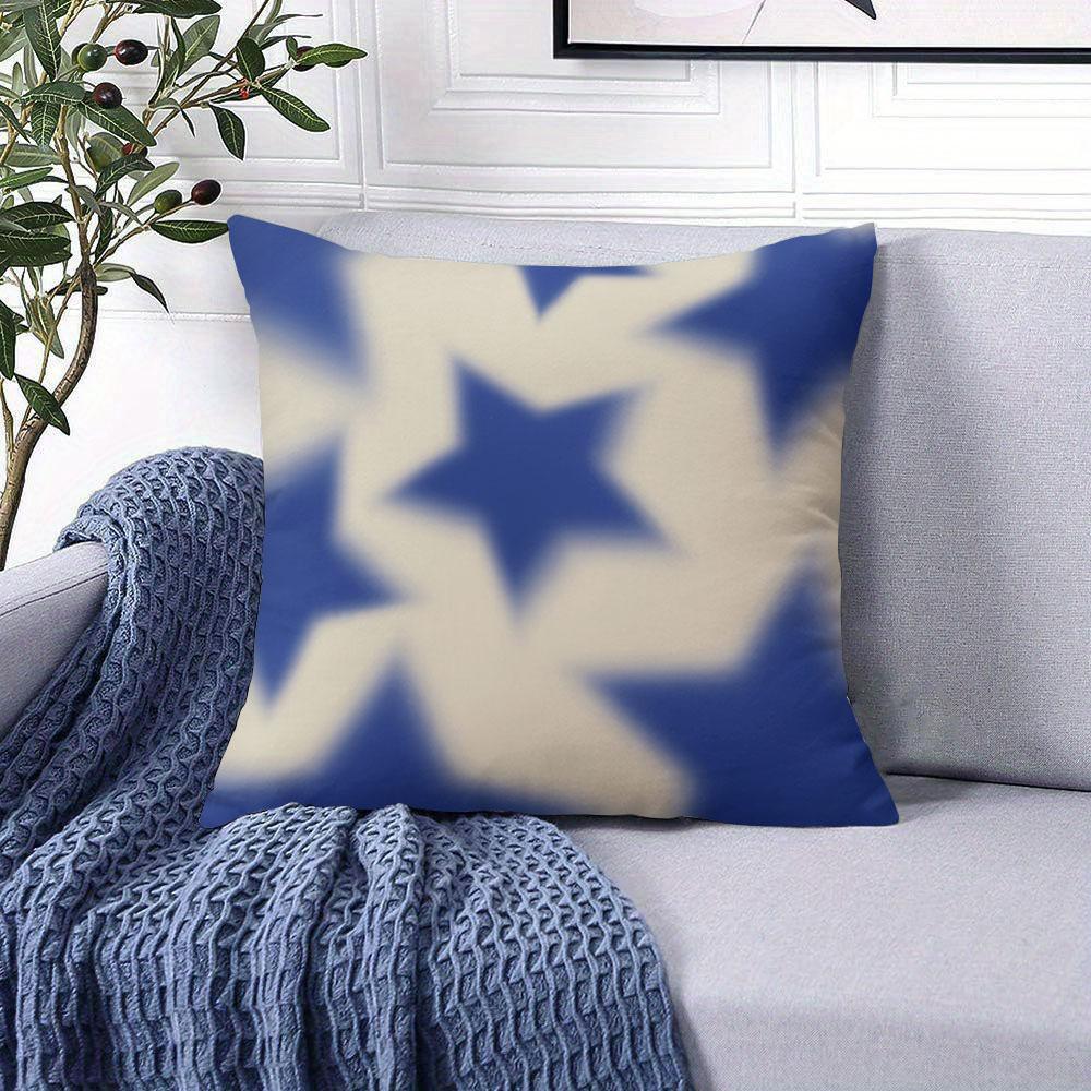 Blurred Blue Stars square Jacquard Pillow Cover for Sofa Office Waist Cushion Cover Home Decorative Pillowcase