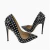 Celebrity Star High Heels 12CM Pointed Thin Heel Single Shoes Shallow Mouth Rivet Women Pumps  New Unique Design Stilettos