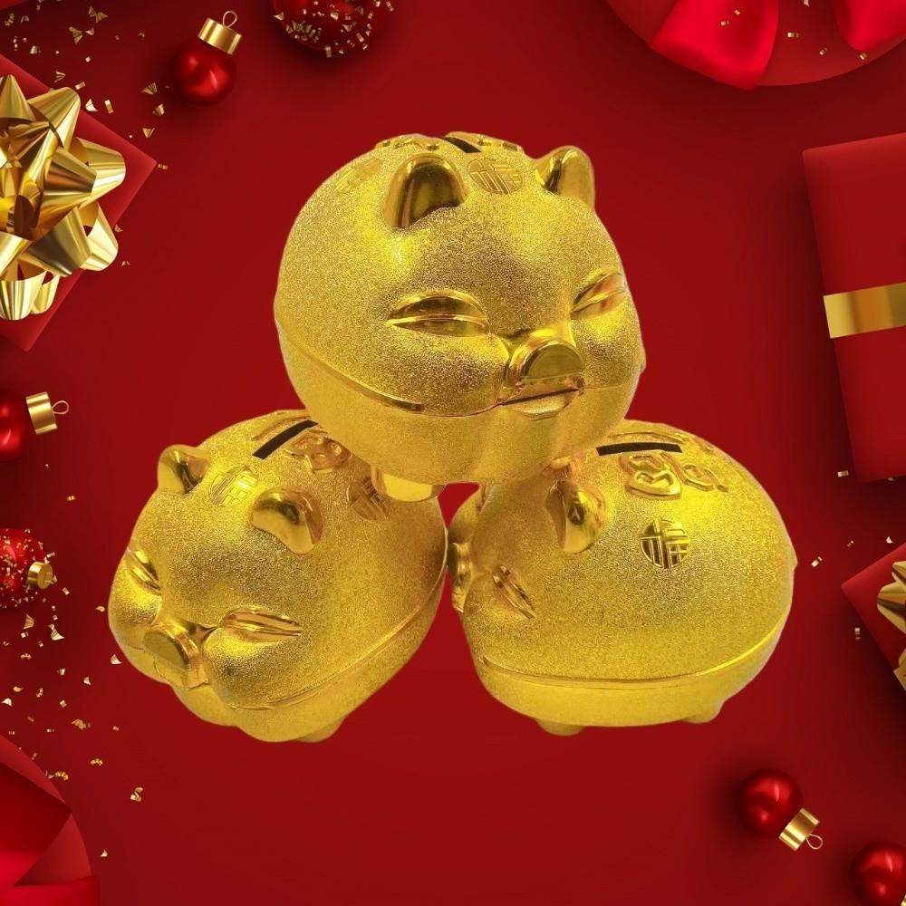 Animal Pig Money Jar Gold Pig Coin Saving Box Decorative Pig Plastic Piggy Bank  Festive Occasions