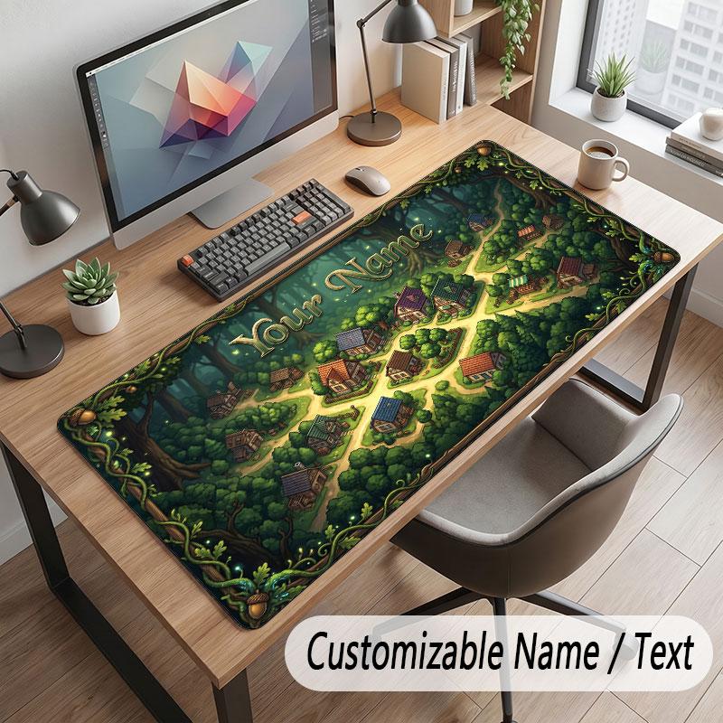 Mushroom Forest Theme Customized Mouse Pad Personalized Print Name Text Desk Mat For Home Office Table Decor