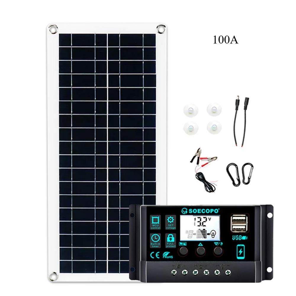 

(US Stock) Солнечная панель 1000 Вт Комплект Портативная Гибкая Зарядное устройство для аккумулятора 12 В Контроллер 100А USB-выход для Кемпинга Автомобиля Телефона Дома на колесах with 100A Controller