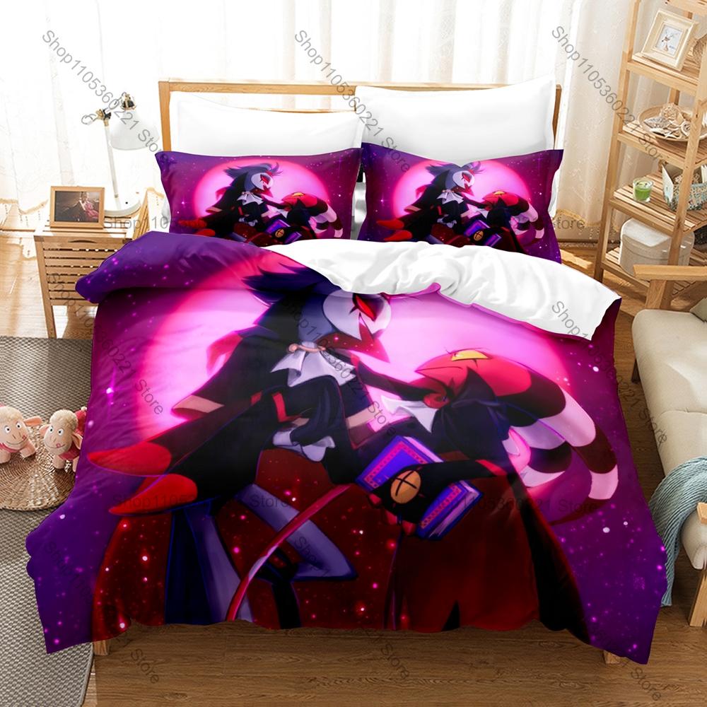 Cool Muted Grayscale Abstract Hell Devil Hitman Silhouette 3Pcs Bedding Set Duvet Cover & Pillowcases Dark Gothic Hell Home Text