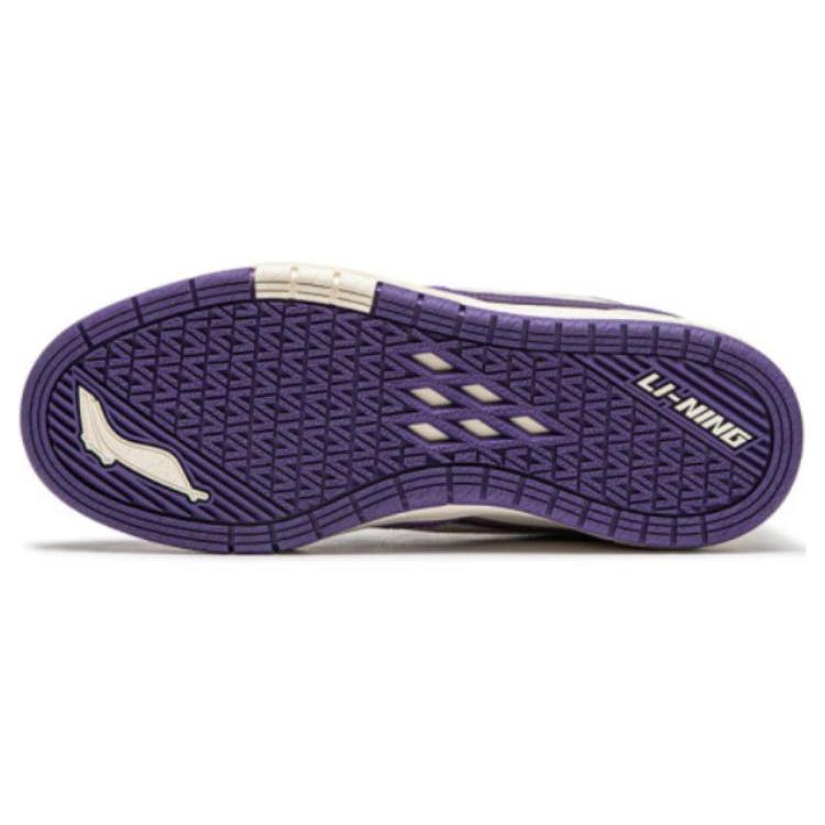 New LiNing Anti Slip Wear Resistant Low Top Skateboard Shoes Women's Beige Purple AEPU018-8