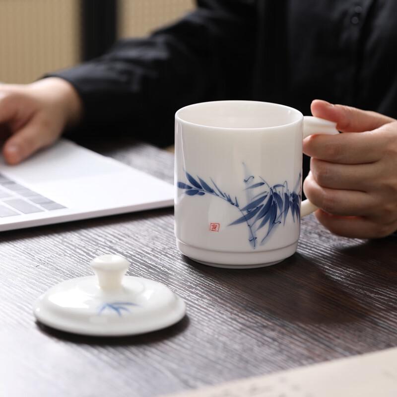 Hand-painted Mutton-fat Jade Porcelain Tea Cup Gift Set