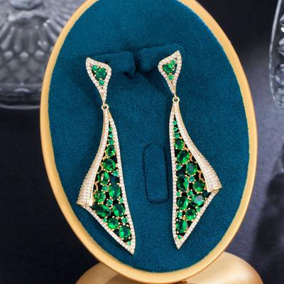 Needle Heavy Industry Personality Praise Emerald Earrings Tide Jewelry Light Luxury High-End Tassel Zircon Earrings