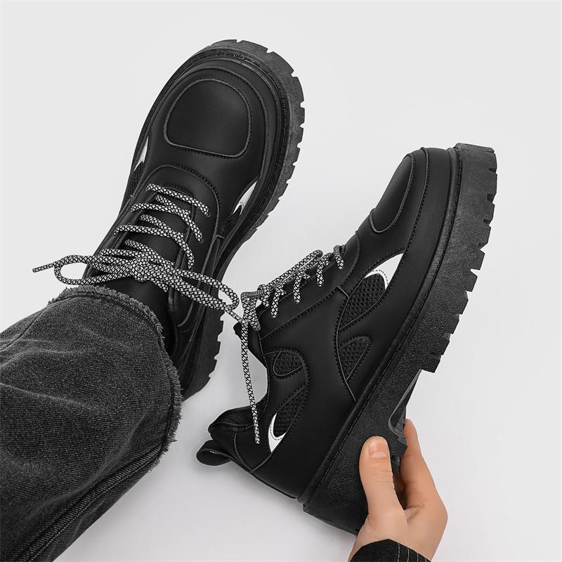 Autumn business casual British black big head heightening leather shoes sports trendy shoes