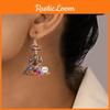 And Halloween Flower Skull Pattern Women Earrings For Celebration Festival