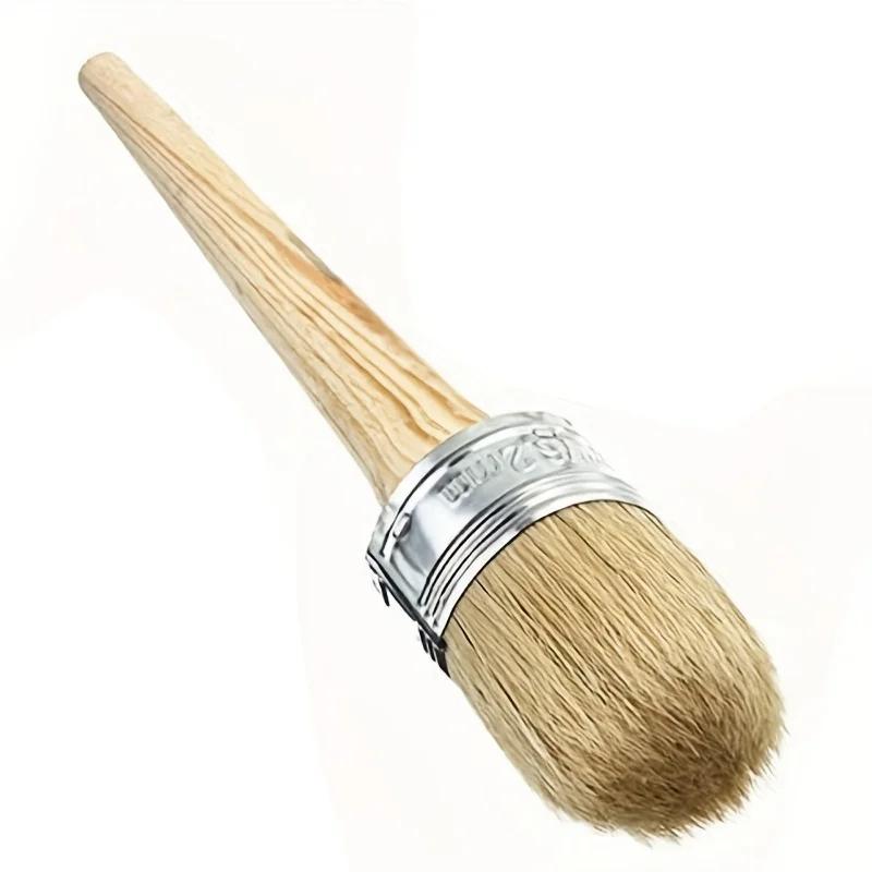 1pc Professional Round Paint Brush for Chalk and Wax - Ideal DIY Folk Art Painting & Waxing Tool