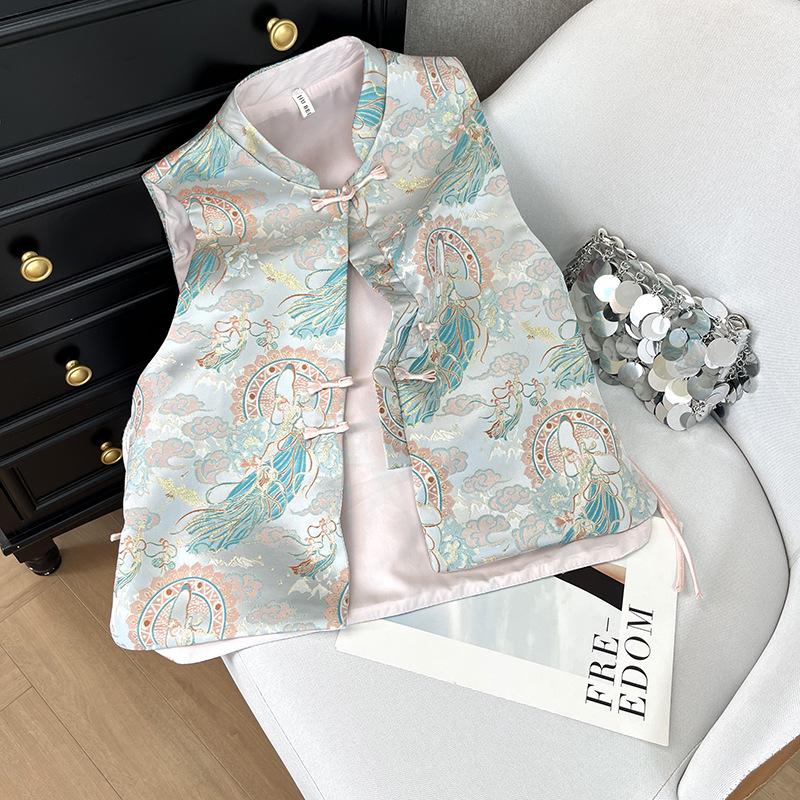 Temperament Vest Women Brocade Jacquard Vest Vest Early Spring Improvement Guochao
