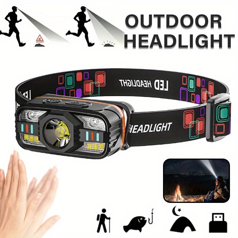 LED Outdoor Rechargeable Headlamp with Motion Sensor for Running,Hiking,Fishing,Floodlight,Emergency Lighting,Camping,Walking,Maintenance,Inspection