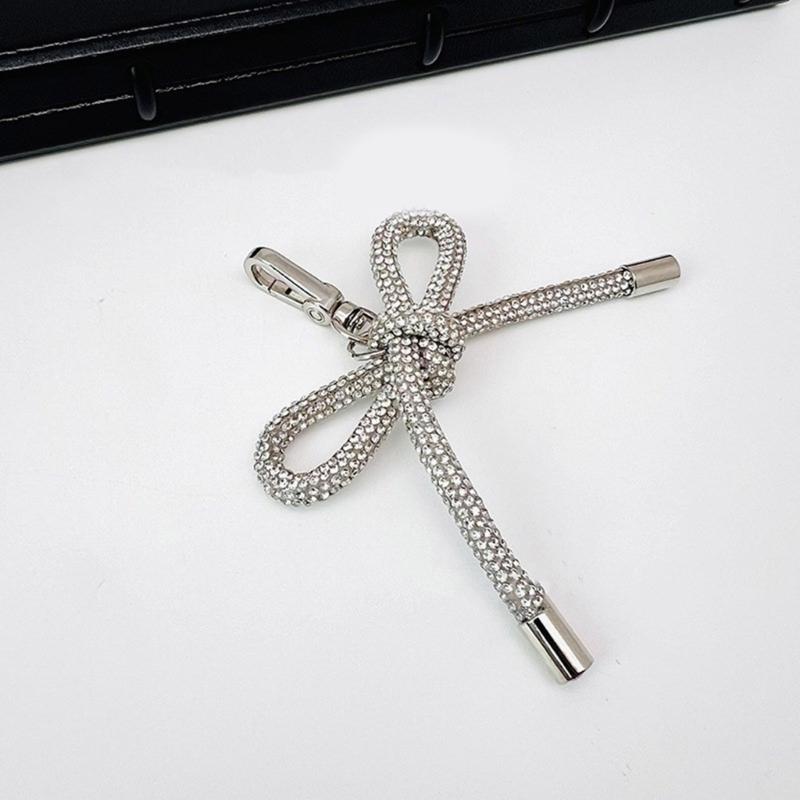 Elegant Rhineston Bowknot Keychain Charm Pendant Stylish Bowknot Backpack Pendant, Handmade Jewelry Gift for Women