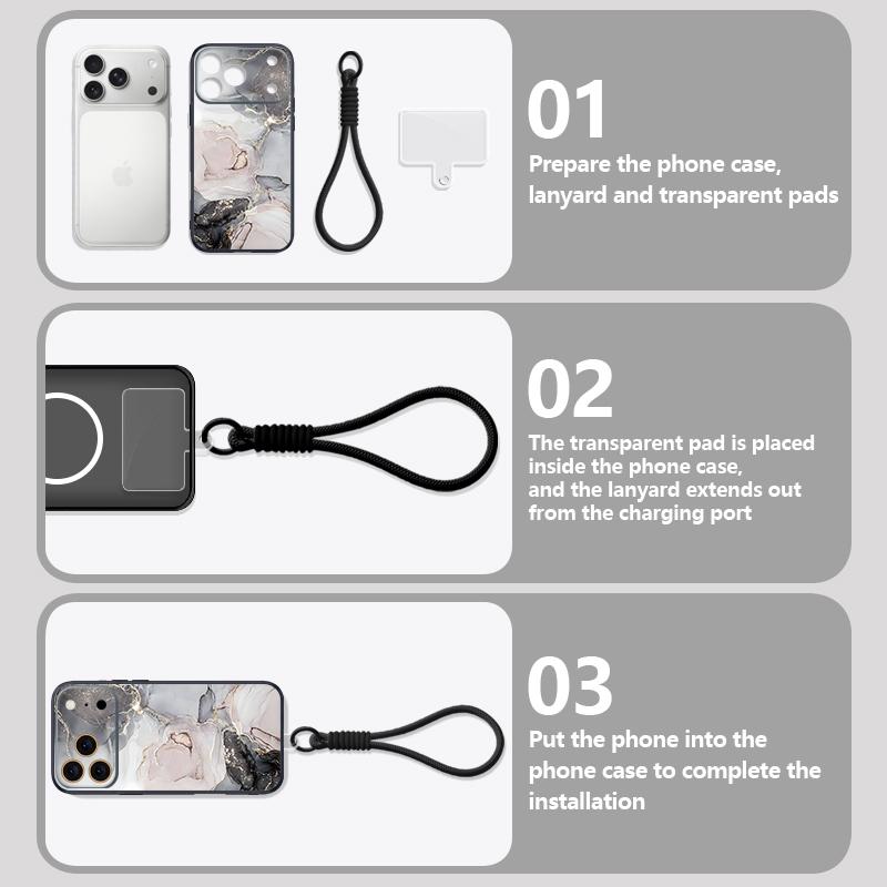 Marble Pattern Hand Strap Case For iPhone 17 Pro Max iPhone 16 15 14 13 Pro Max Magnetic For Magsafe Hybrid TPU+PC Matte Cover