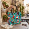  Christmas Printed Tote Bag Large Capacity Casual Handbag for Daily Use Holiday Gift