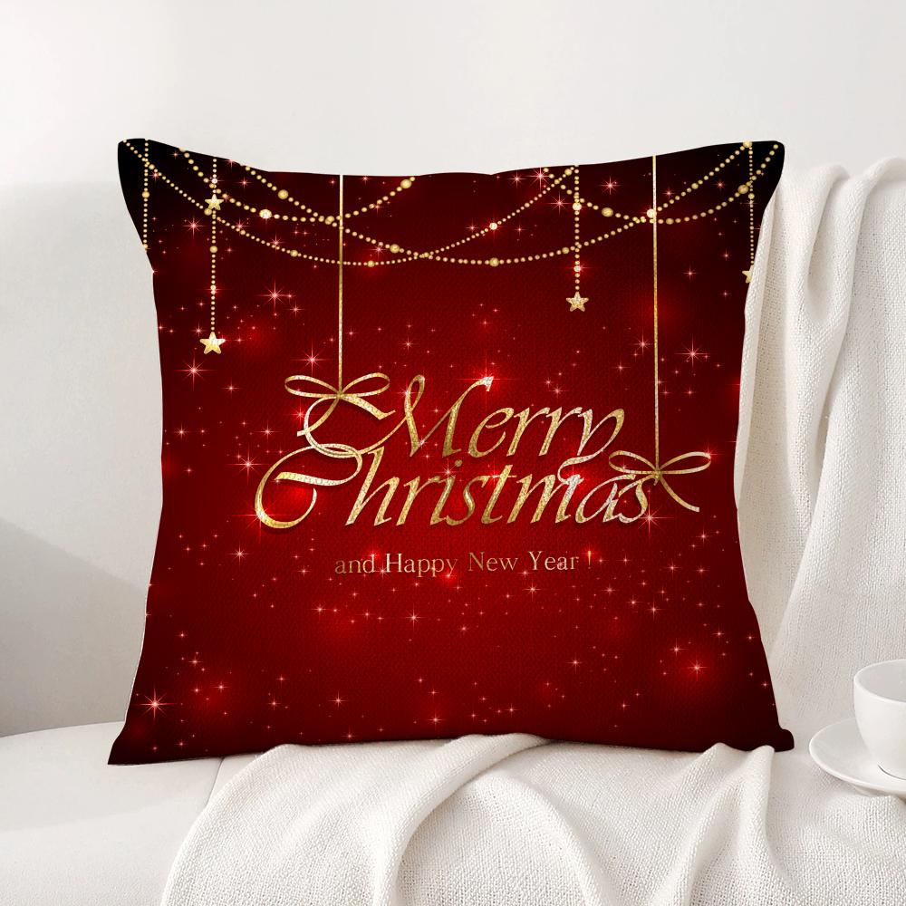 Christmas world Cushion Cover Natural Linen Organic Fabric DoubleSided Printing Sofa Home Decor Breathable Bed Pillow
