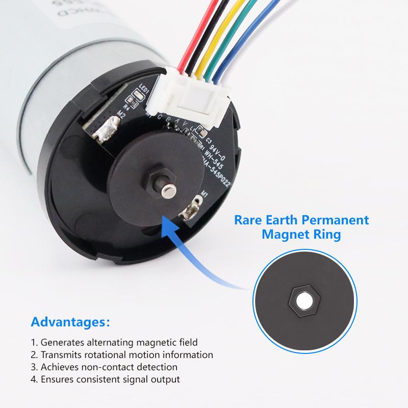 36GP-555 Planetary Gear Reduction Motor with Hall Effect Sensor And Encoder, 12V-24V All-Metal Gear Motor, High Torque DC Motor
