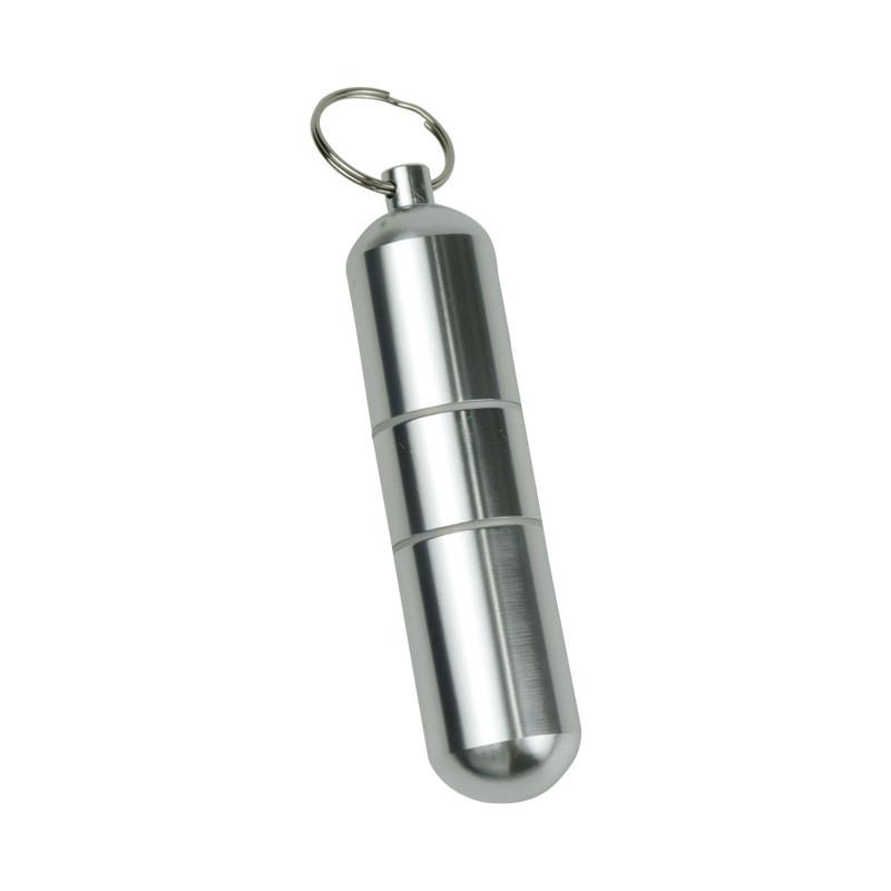 Waterproof Cigarete Case Silver Aluminum Alloy Cigarette Box Pill Toothpick Capsule Holder with Keychain Mens Gift