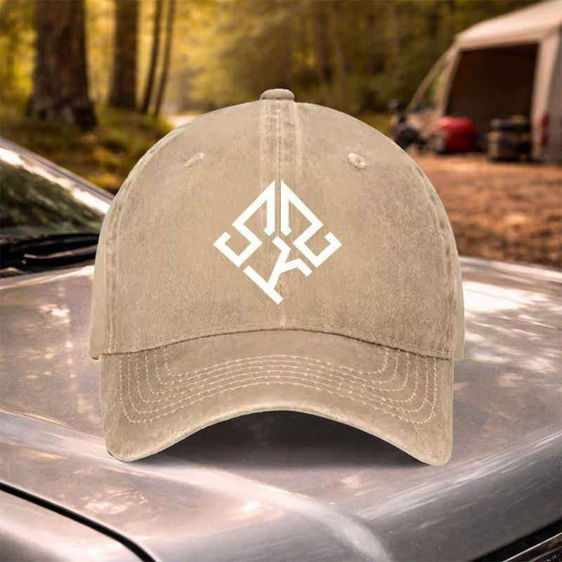 Geometric Logo Vintage Washed Baseball Cap Adjustable for Weddings Festivals Cycling Camping Golf