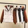 Splicing fake two-piece cotton jacket vest jacket women's autumn and winter new fashion hooded sweater jacket