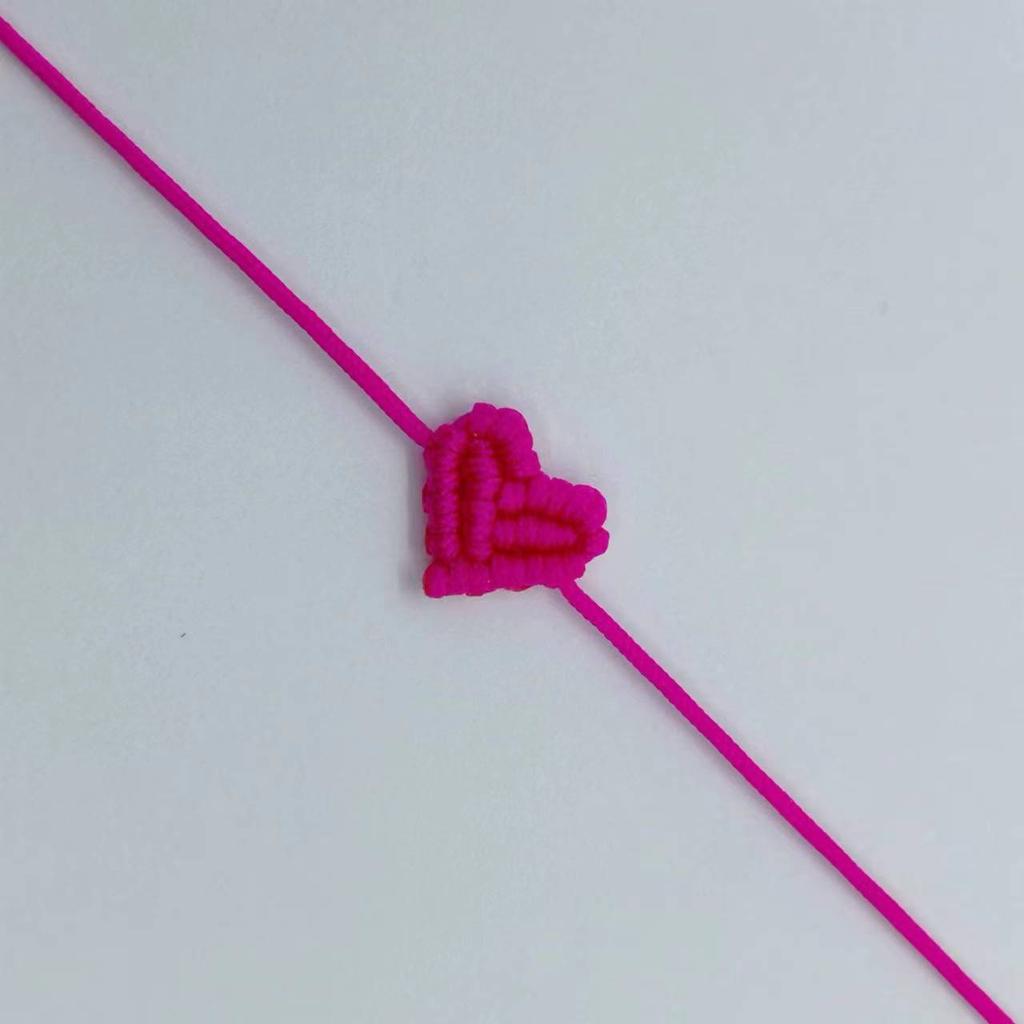 Handiwork Hand Knitting Peach Heart-Shaped Lucky Red Rope Bracelet Adjustable Women Bestie Charm Simple Men Couple Lovers Gift