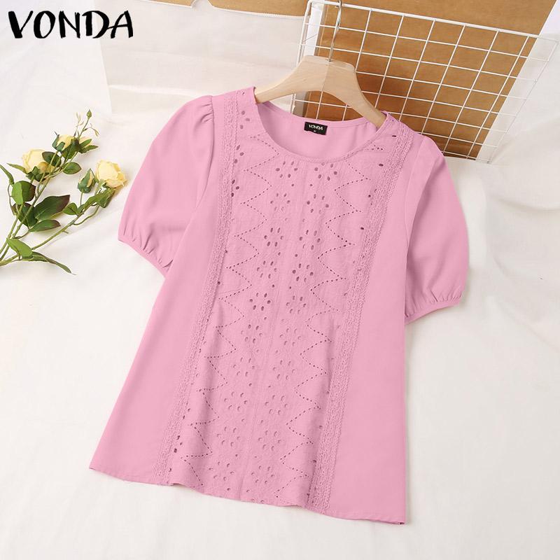 

VONDA Летние женские пышные топы с короткими рукавами и вырезами