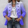 Women's Gradient Print Long Sleeve Ruffle Button Front Top for Casual Everyday Wear