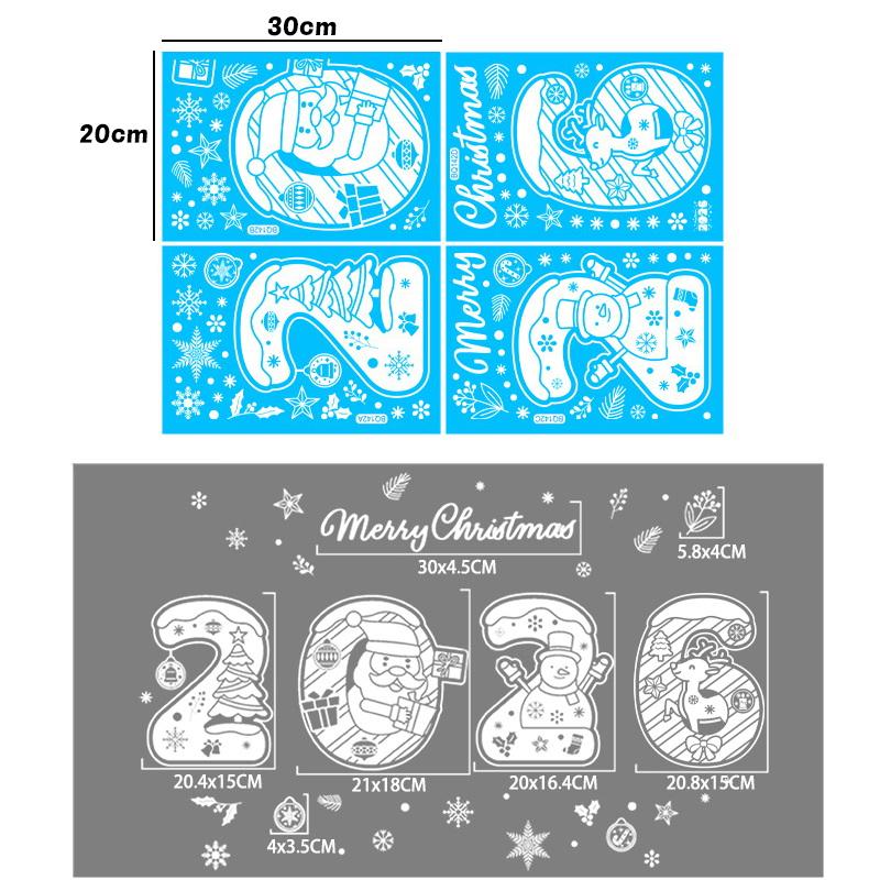 Naklejki Merry Christmas, Noworoczne białe płatki śniegu naklejki elektrostatyczne, Święty Mikołaj, Renifer, Bałwan naklejki na okno