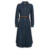 Elegantes Damen-Denim-Langarmkleid in mittlerer Länge