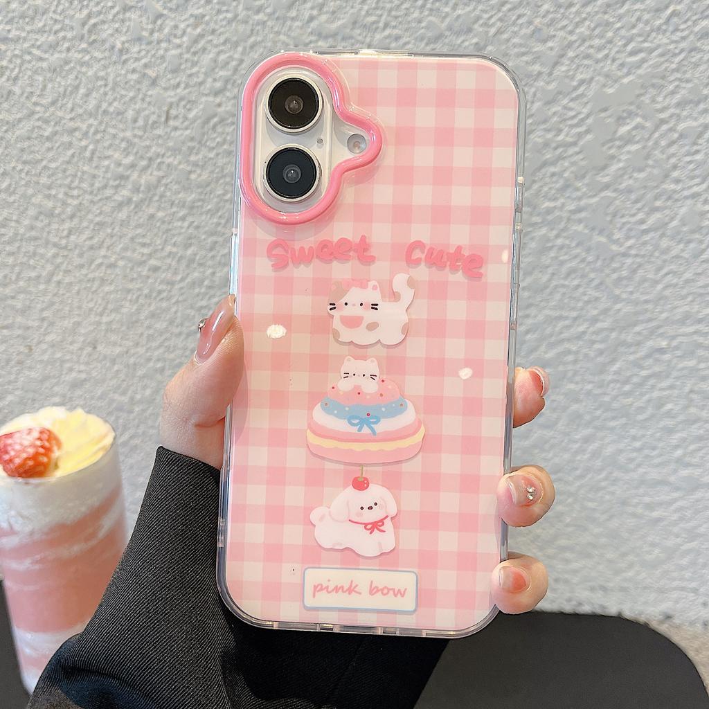 Funda con diseño de gato y perro para iPhone 16Pro, transparente, estética, elegante, suave, duradera, bonita, de TPU, a prueba de golpes, para iPhone 13, 14, 15, 16 Pro Max