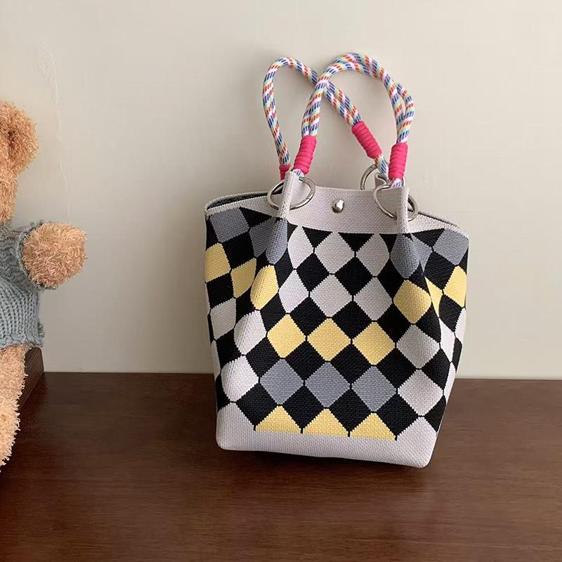 Butterfly Knitted Bucket Bag Women's Fashion Handbag Versatile Knitted Wrist Bag Shopping Handbag Cute Handbag