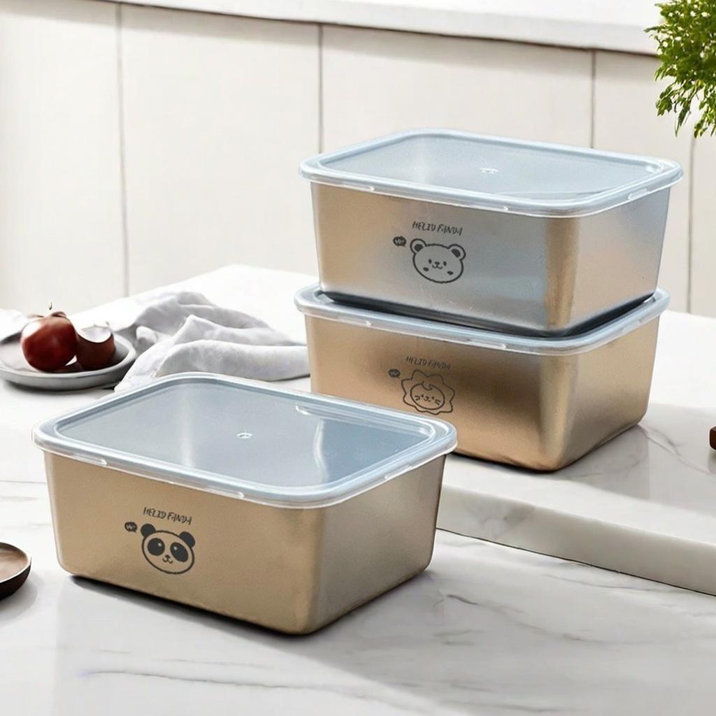 304 Edelstahl Lebensmittelbehälter mit Deckel Versiegelte Frischhaltebox Kühlschrank Lebensmittelaufbewahrungsbox Mikrowellengeeignete Lunchbox