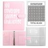100 Envelope Savings Challenge Kit PU Binder with Numbered Pockets And Progress Trackers A5 Budget Planner for Couples Individuals