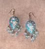 Blue Kundan Drop Earrings with White Beads | Traditional Indian Lacquer Jewelry