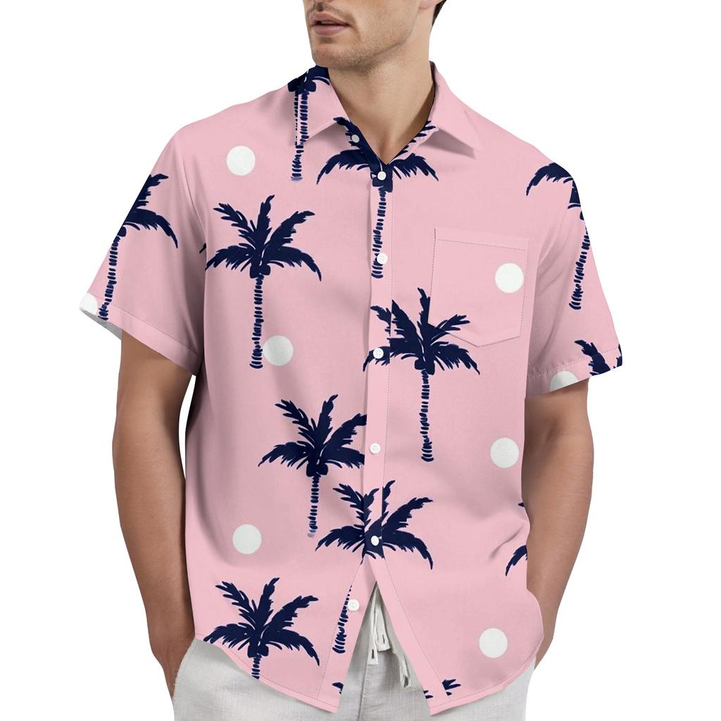 Men's Casual Button Down Short Sleeve Shirt Floral Print Lightweight Breathable Fabric Relaxed Fit Summer Beach Shirt