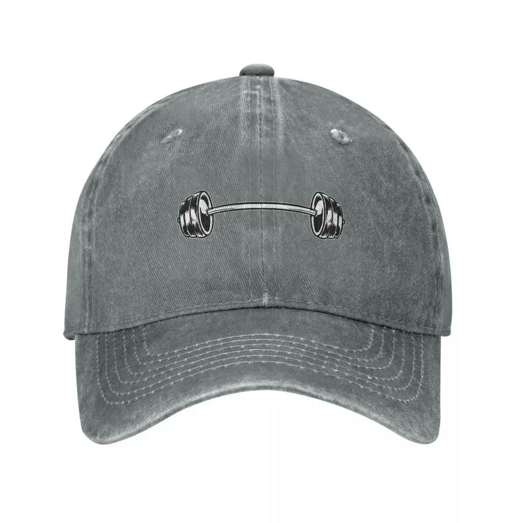 Gym Workout Barbell Style Baseball Cap Fitness Distressed Cotton Hats Cap Fashion Running Golf Unstructured Soft Headwear
