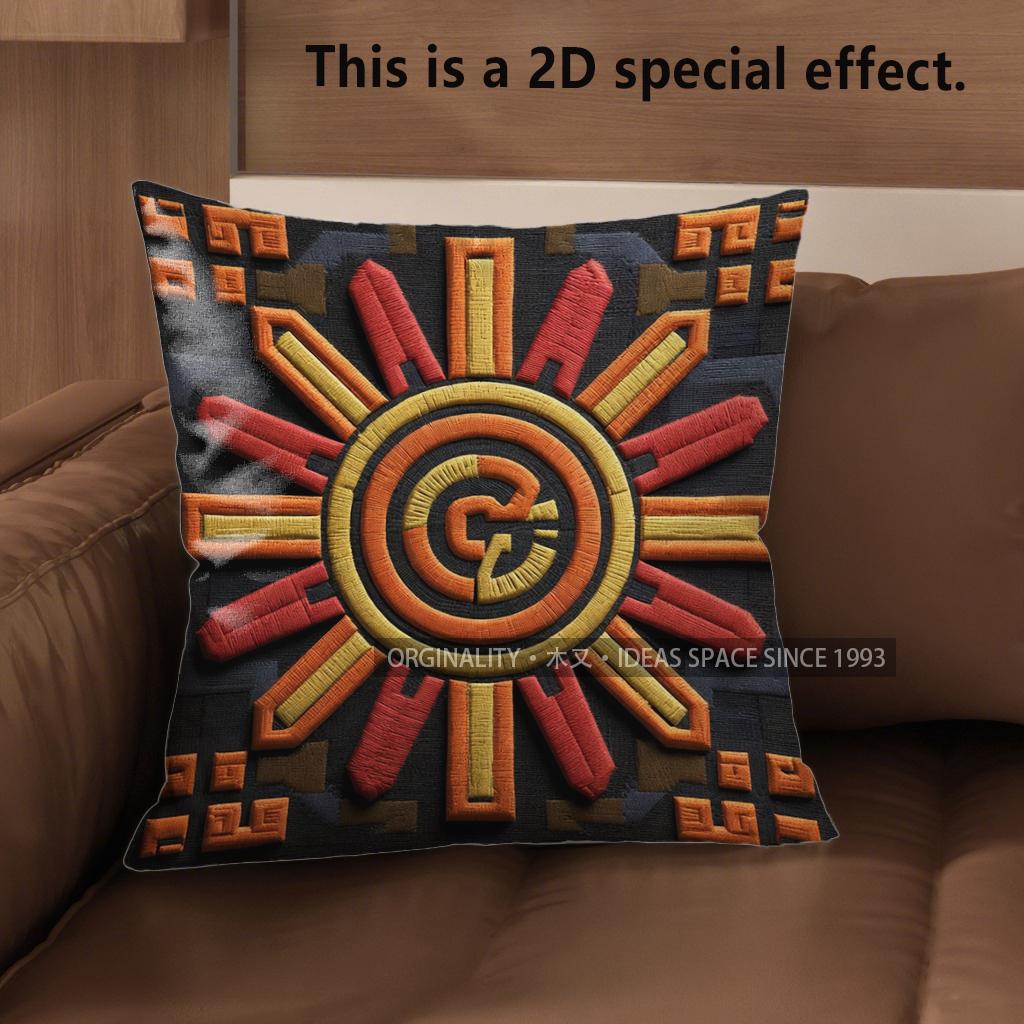 

2D Aztec Sun God Print Square Throw Pillow Covers Pattern Cushion Cover Suitable For Sofa Bedroom Car Pillow Cover 40x40cm