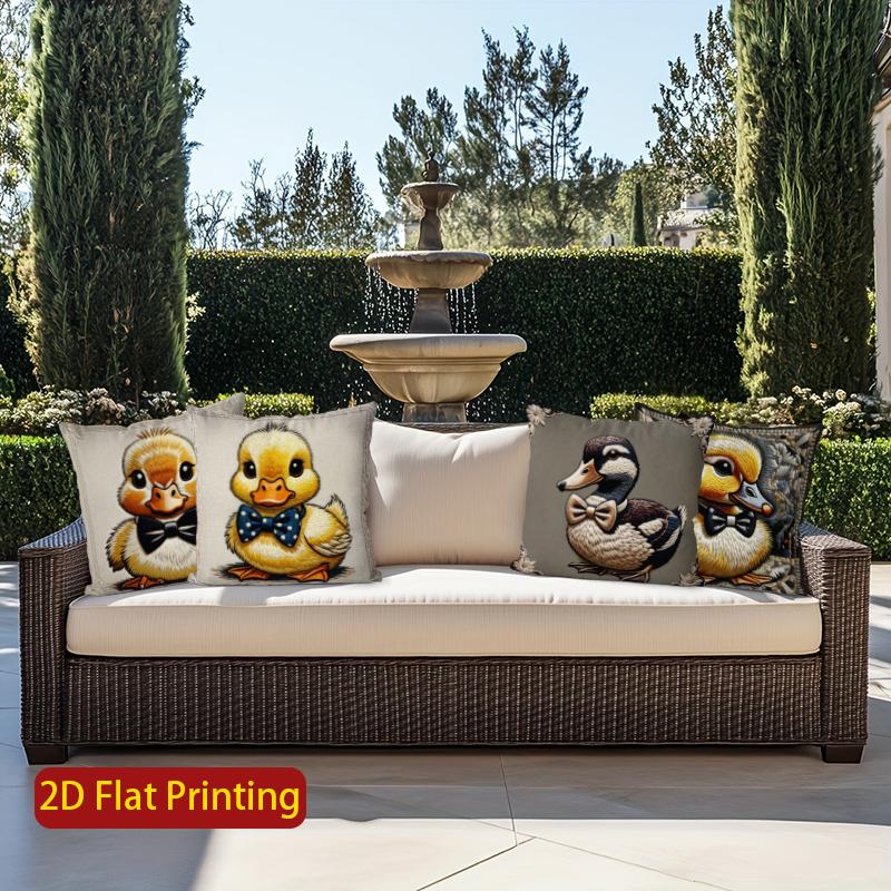 2D Cute Duck Bow-Tie Pattern Decorative Pillow Covers Pattern Cushion Cover Suitable For Sofa Bedroom Car Pillow Cover