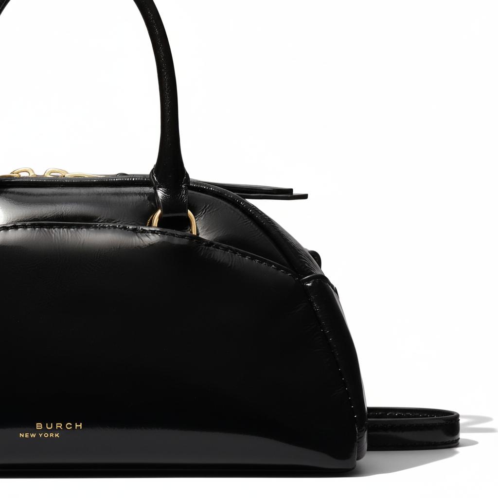 Tory Burch Logo Design Leather Bowling Bag Women Handbags Black 178799-001