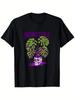 Men'S & 'S Monstera Skull Pot Graphic T-Shirt - Black 100% Relaxed Fit Retro Tee with Tropical Palm