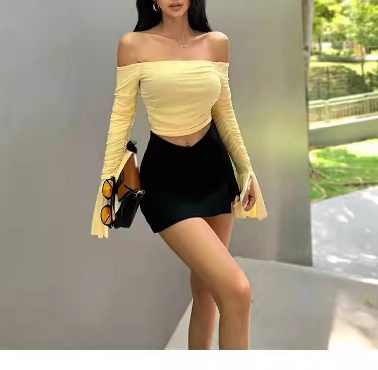 Women's Black Skirt: 2025 Spring/Summer Sexy Slit Suit, Anti-Exposure, Pure Desire Short Hip Skirt