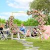 Wedding Arch Backdrop Stand, Square Metal Arch Frame with U-shaped Stakes, Gold Wedding Arch, 6.6 FT