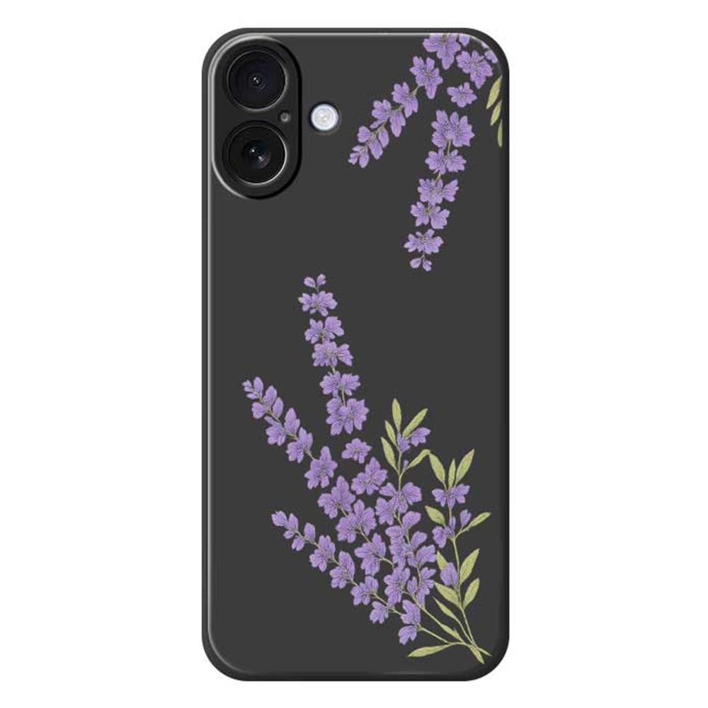 For iPhone 17 Case Lavender Pattern Printing Straight Edge TPU Phone Back Cover